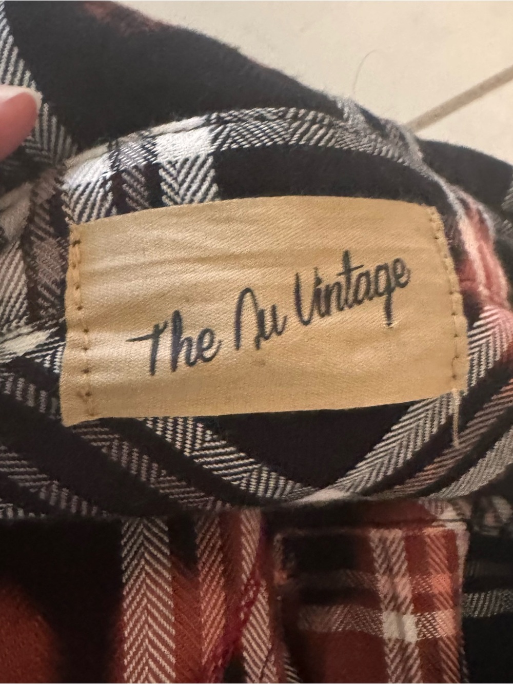 Nu-Vintage Rust and Black Plaid Button-Down with Orange Guitar Back Patch - Picture 6 of 6